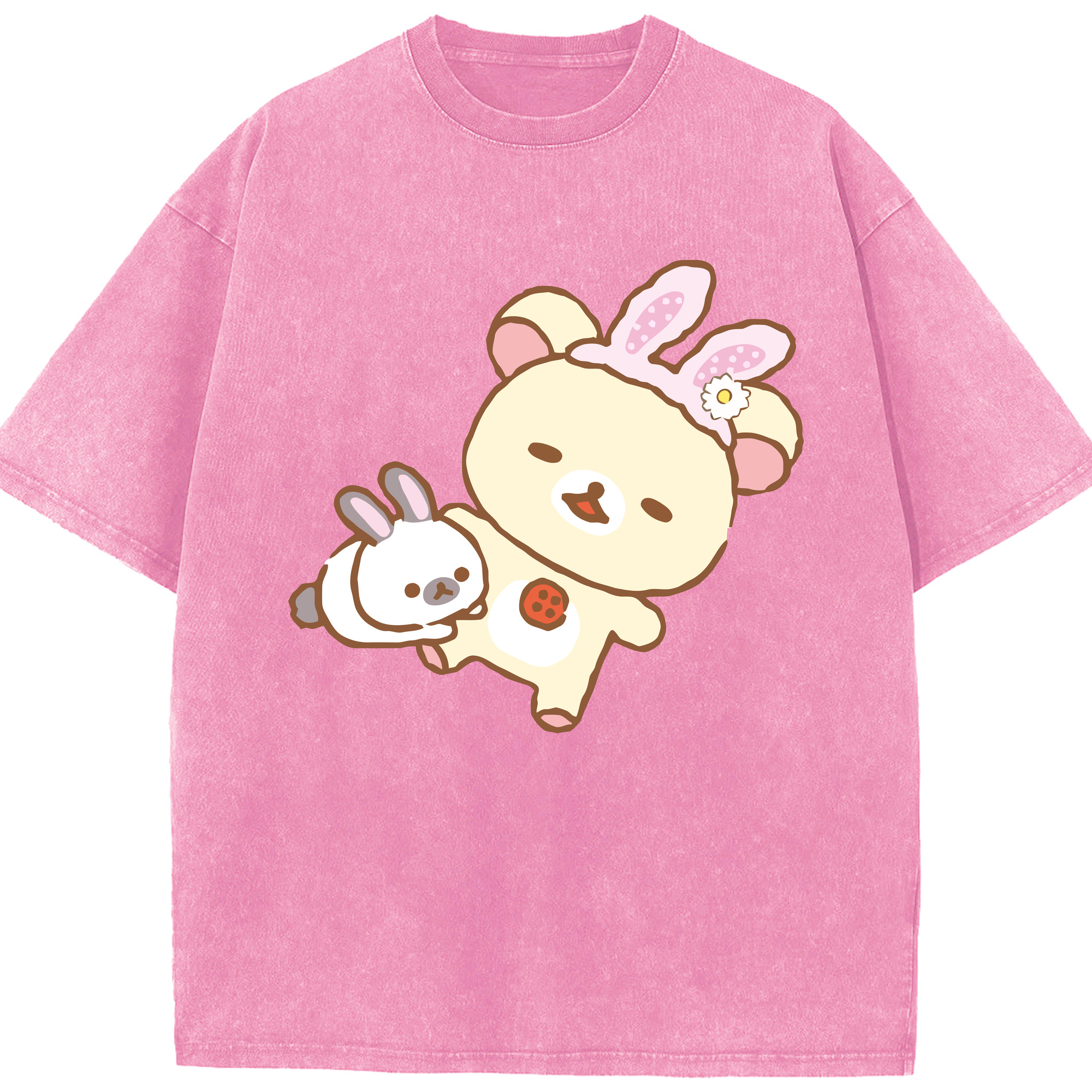 （画像用） リラックマ リラックマ キイロイトリ Rilakkuma Korilakkuma Kiiroitori 綿100% ヴィンテージ風 半袖Tシャツ（フロントプリント）